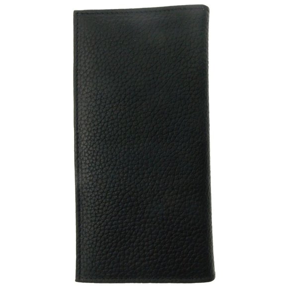 American Bison Rodeo Leather Wallet Milled Print Cutout Black Checkbook Cover - Picture 2 of 3